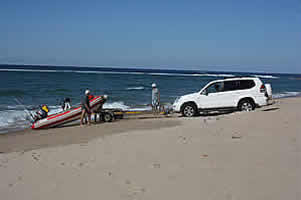 Easy ski boat launching beaches Mozambique